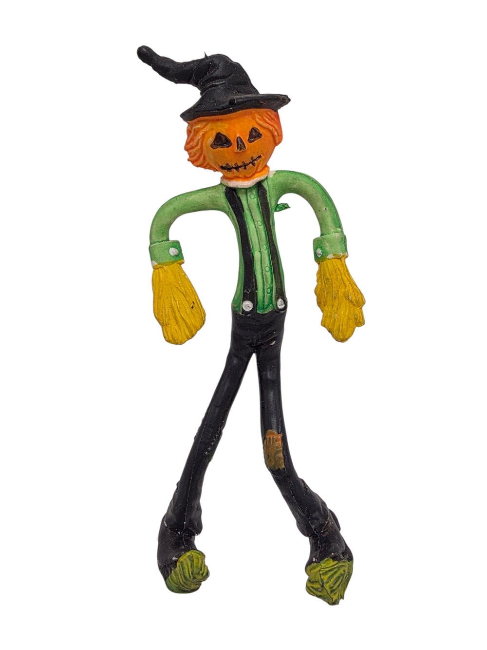 Vintage Halloween Bendy Toy Monster Scarecrow 5.25” Fun World Hong Kong